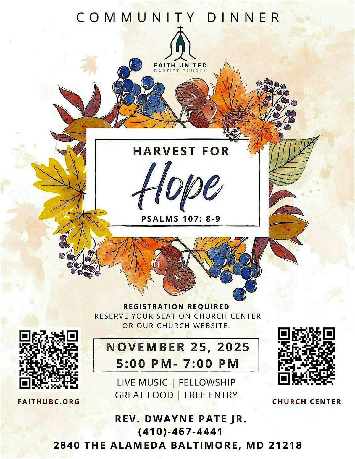 "Harvest for Hope" Community Dinner