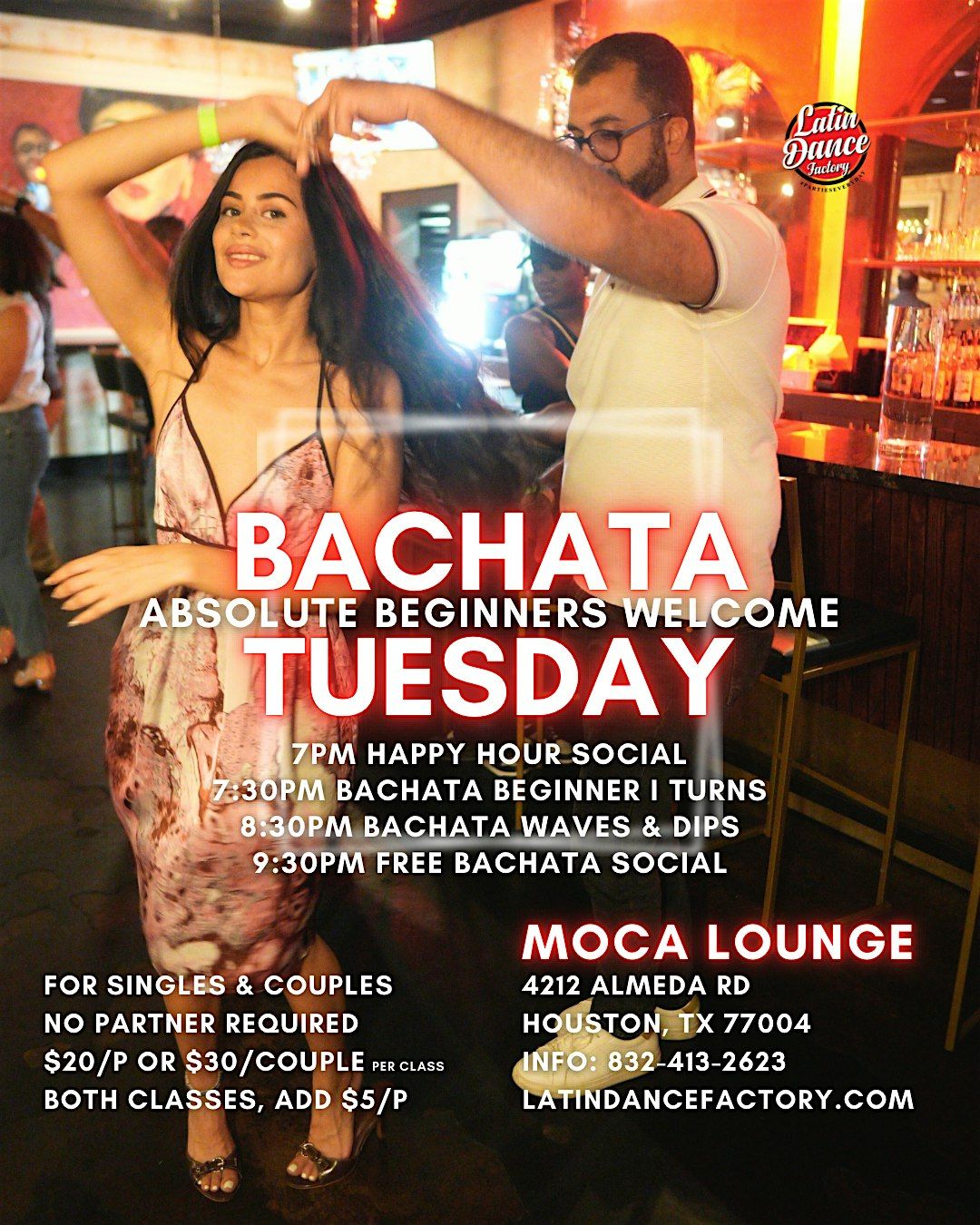 Bachata Lessons for Beginners. Tuesday at 7p in Houston 08\/26