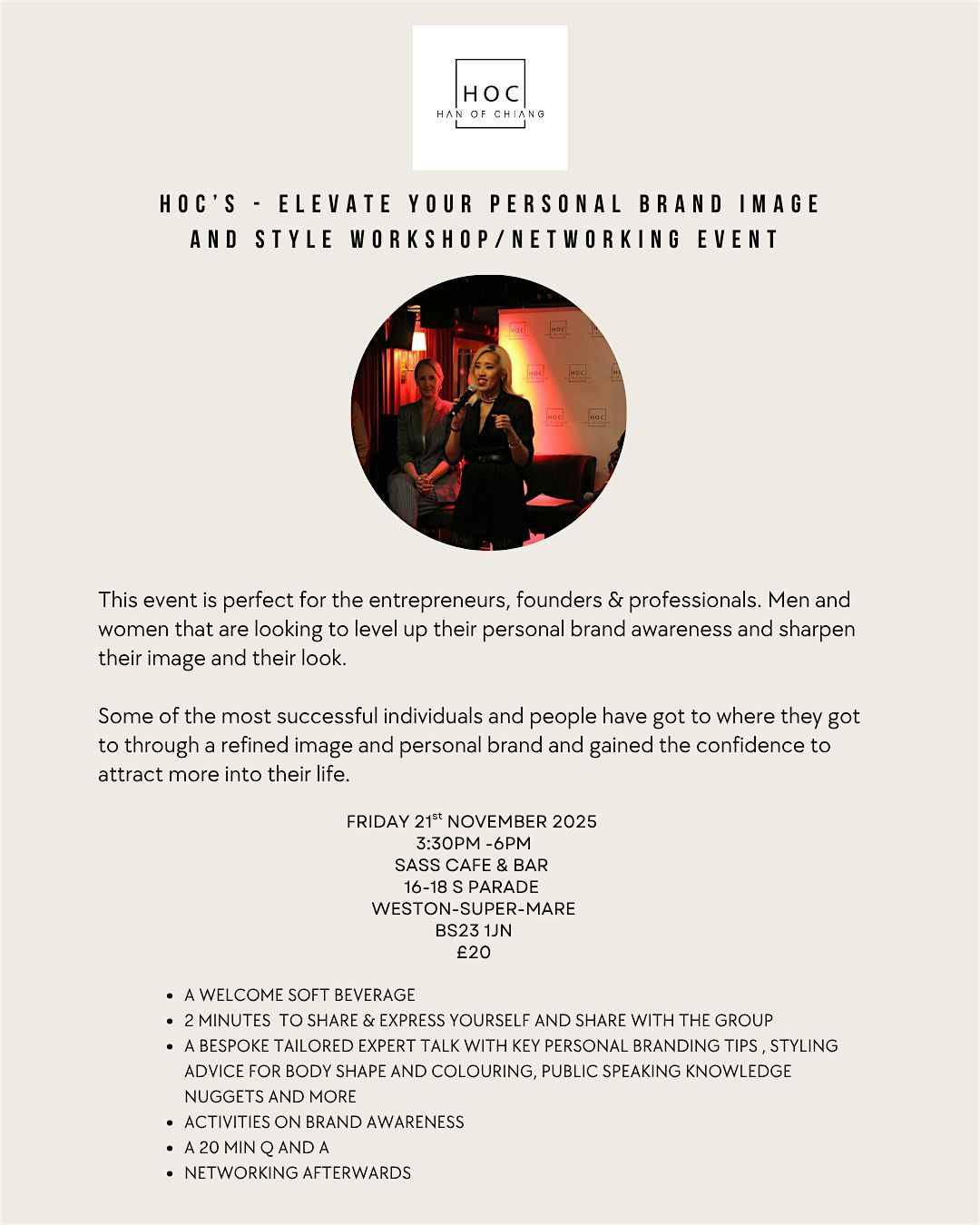 HOC's elevate your personal brand image and style workshop\/networking event