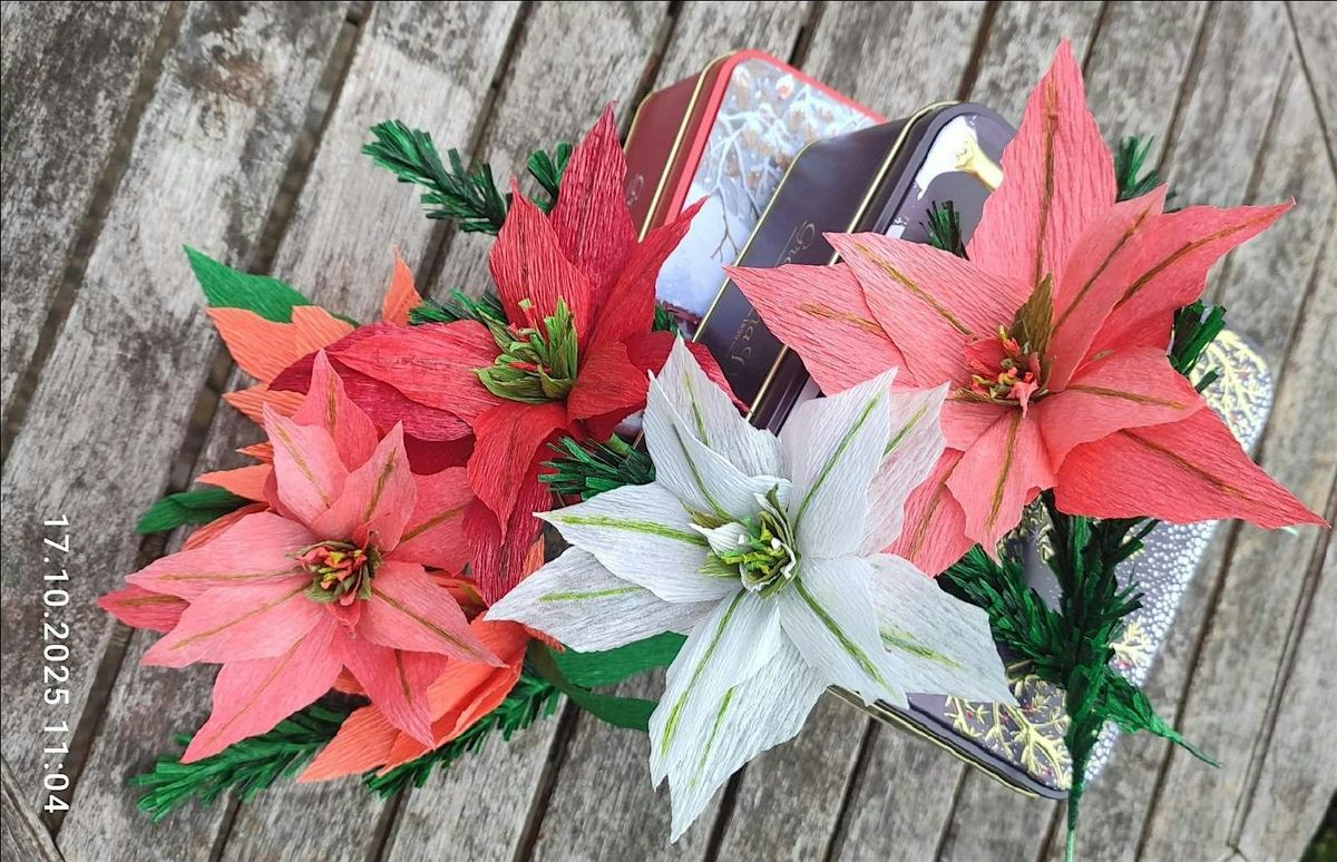 CHRISTMAS STAR FLOWER WORKSHOP - Crepe Paper Poinsettia Making