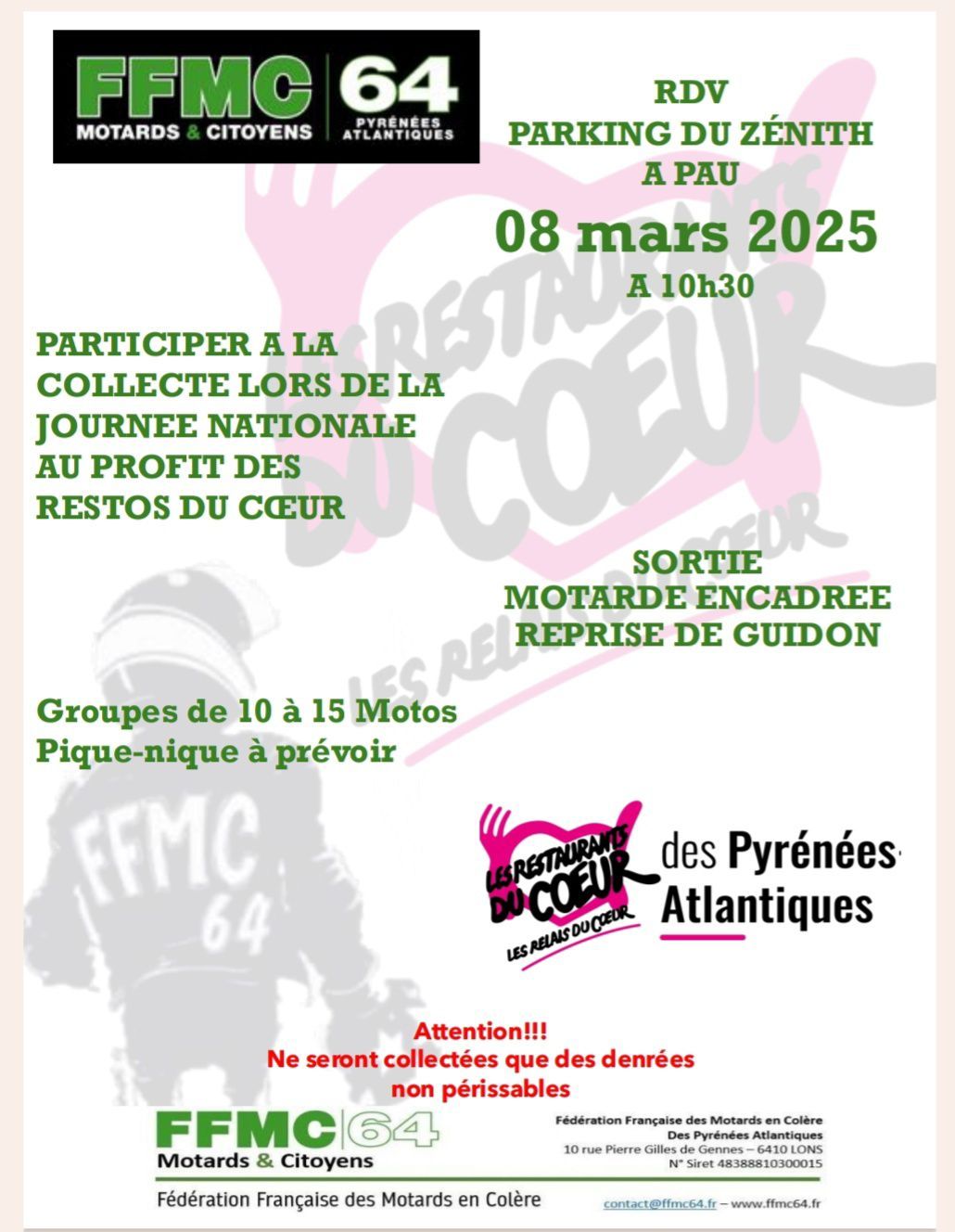 Sortie Motarde encadr\u00e9e, au profit des Resto du C\u0153ur 