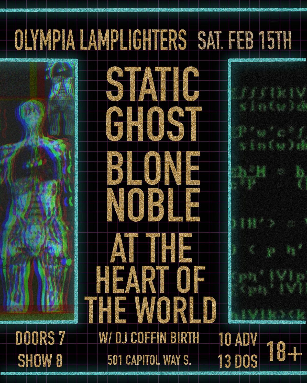 STATIC GHOST, BLONE NOBLE, AT THE HEART OF THE WORLD, DJ COFFIN BIRTH