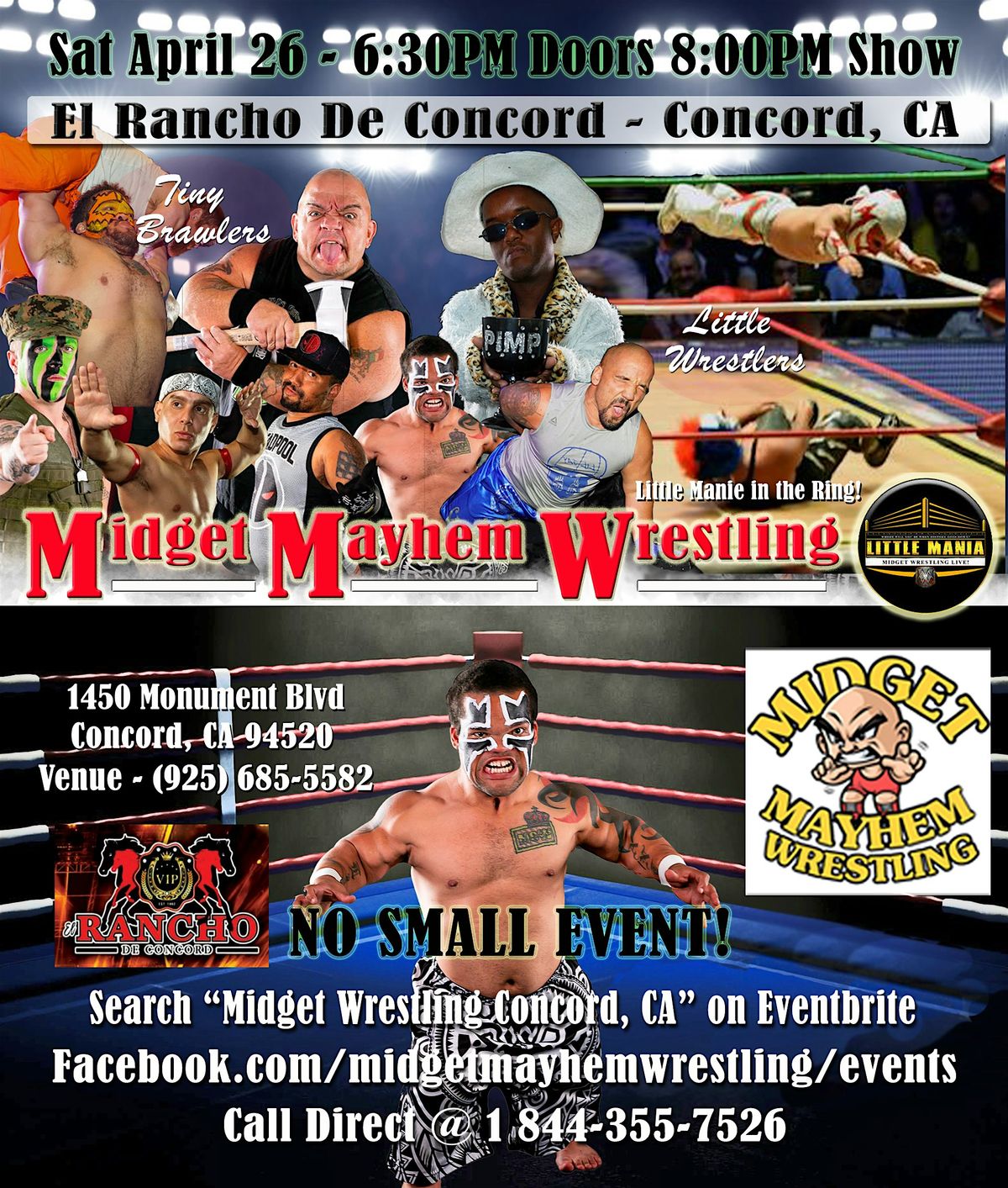 Midget Mayhem Wrestling Rips Through the Ring! Concord CA 18+