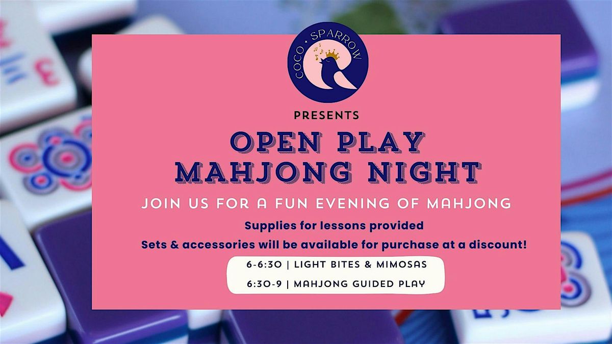 Mahjong Open Play Evening by Coco & Sparrow at Water Oak Cafe & Bakery