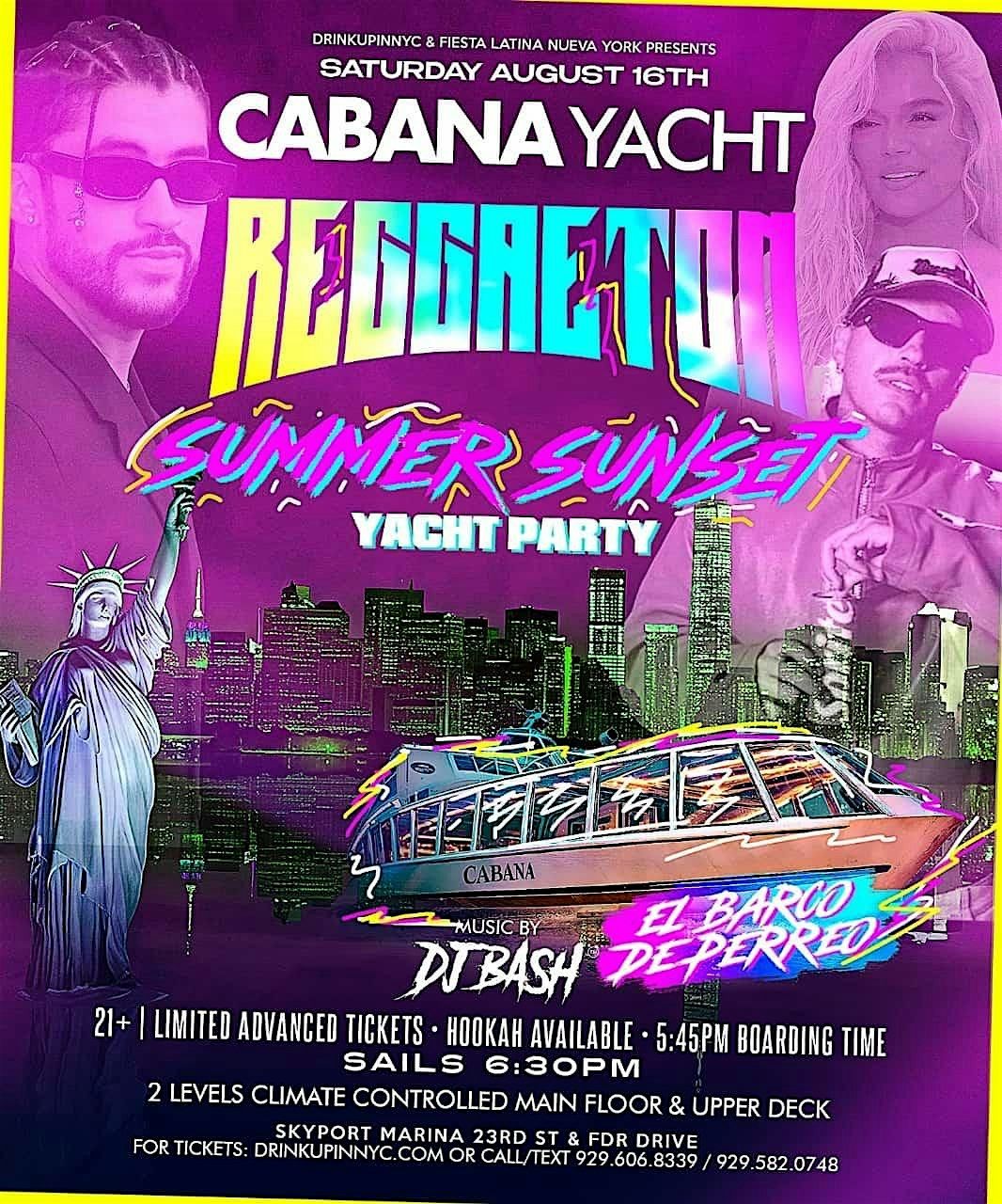 Noche de Reggaeton : Cabana Yacht: Sunset Cruise Party: Johnny 5Cash