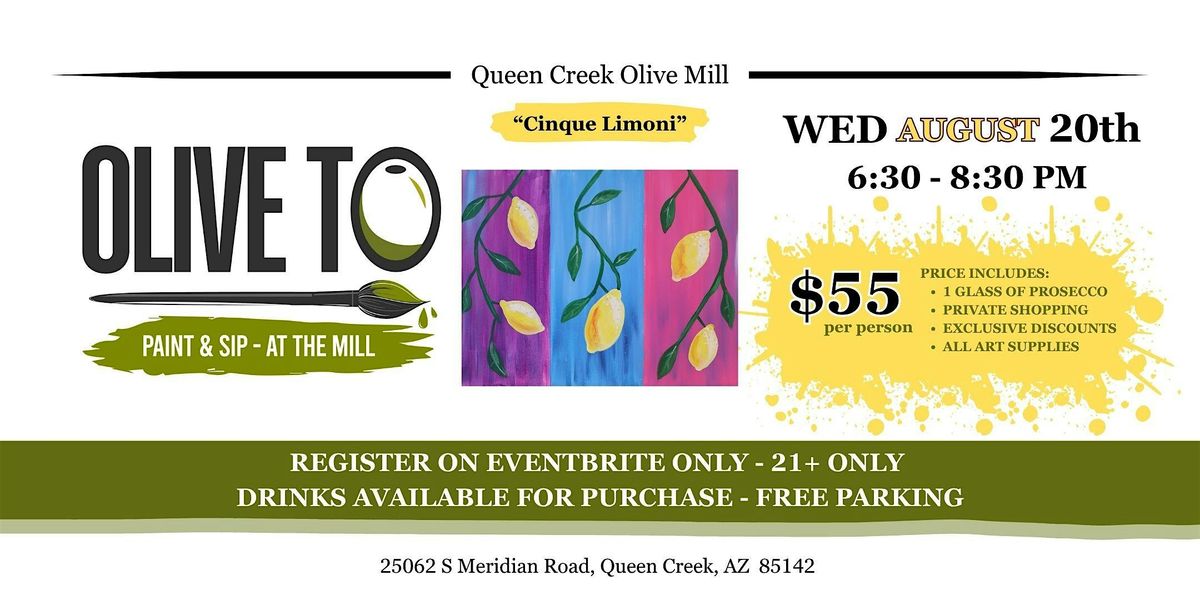 Olive To Paint and Sip - Cinque Limoni
