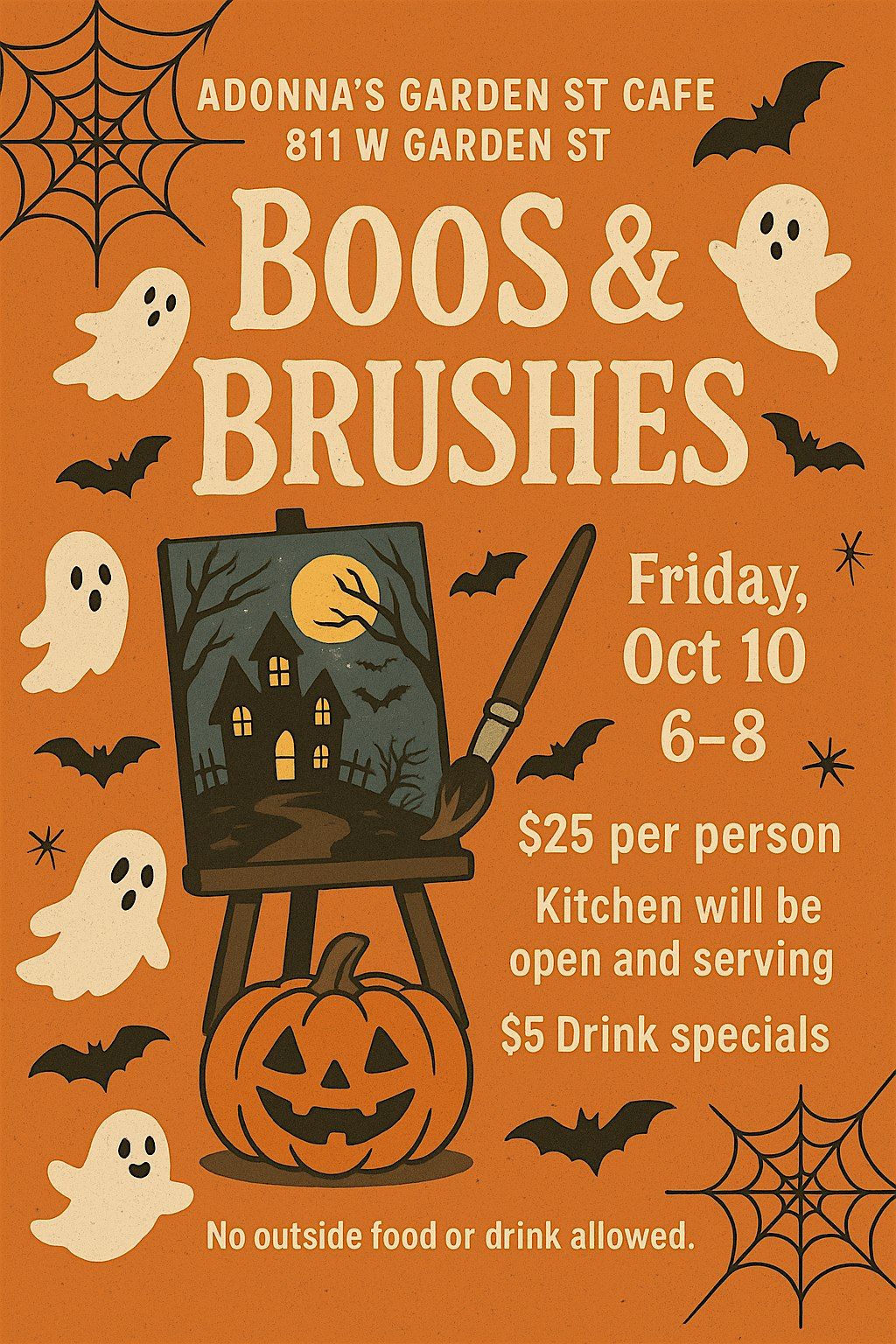 Boos and Brushes at Adonna's Garden St Cafe
