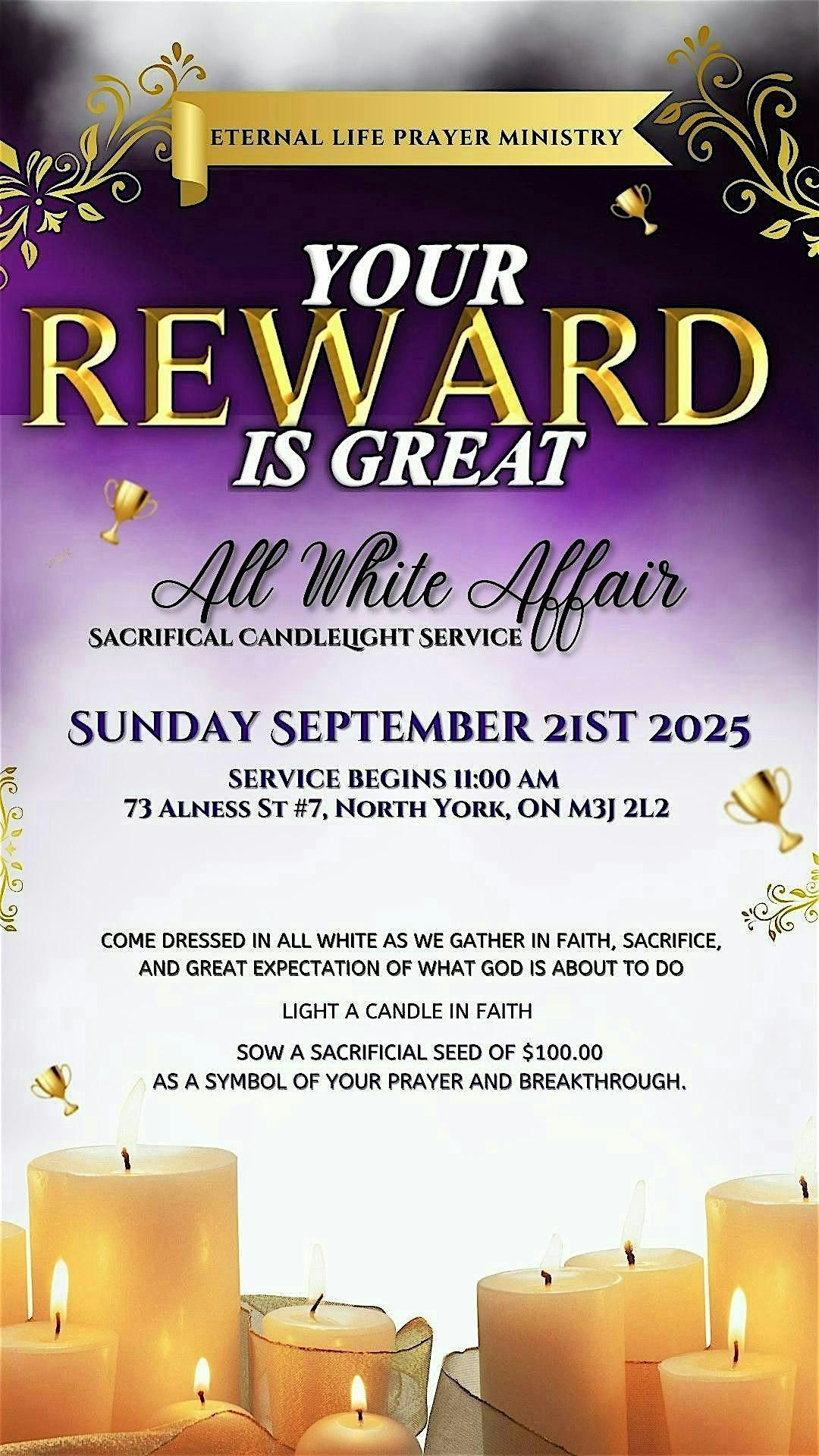 Your Reward Is Great ! | All White Affair | Sacrificial Service