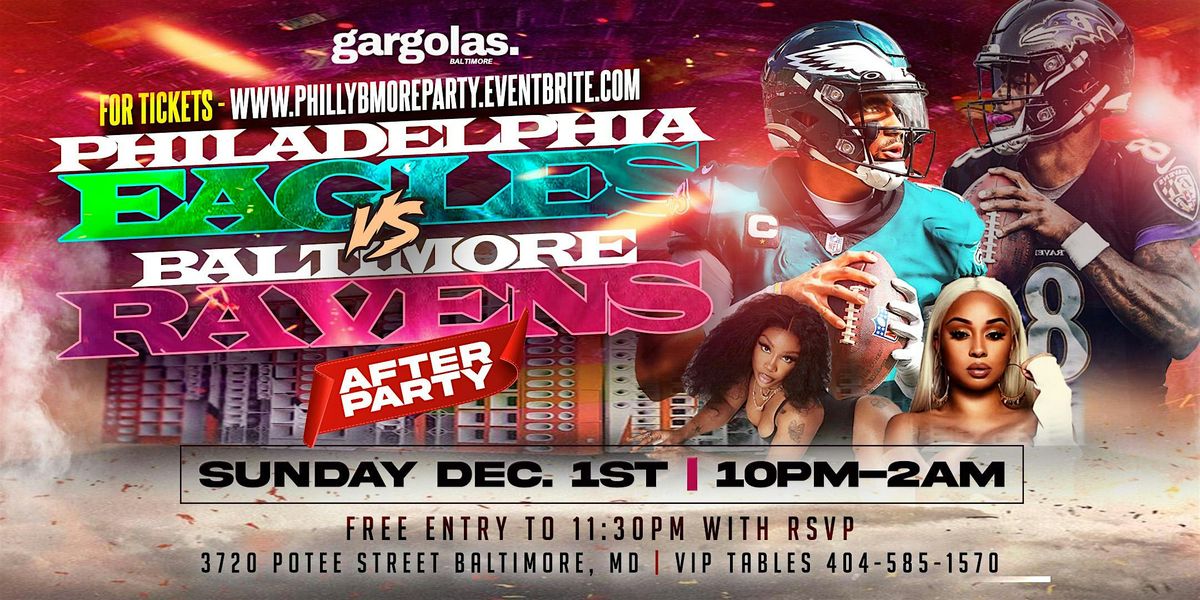 Philly Eagles vs Baltimore Ravens official Party at Gargolas lounge