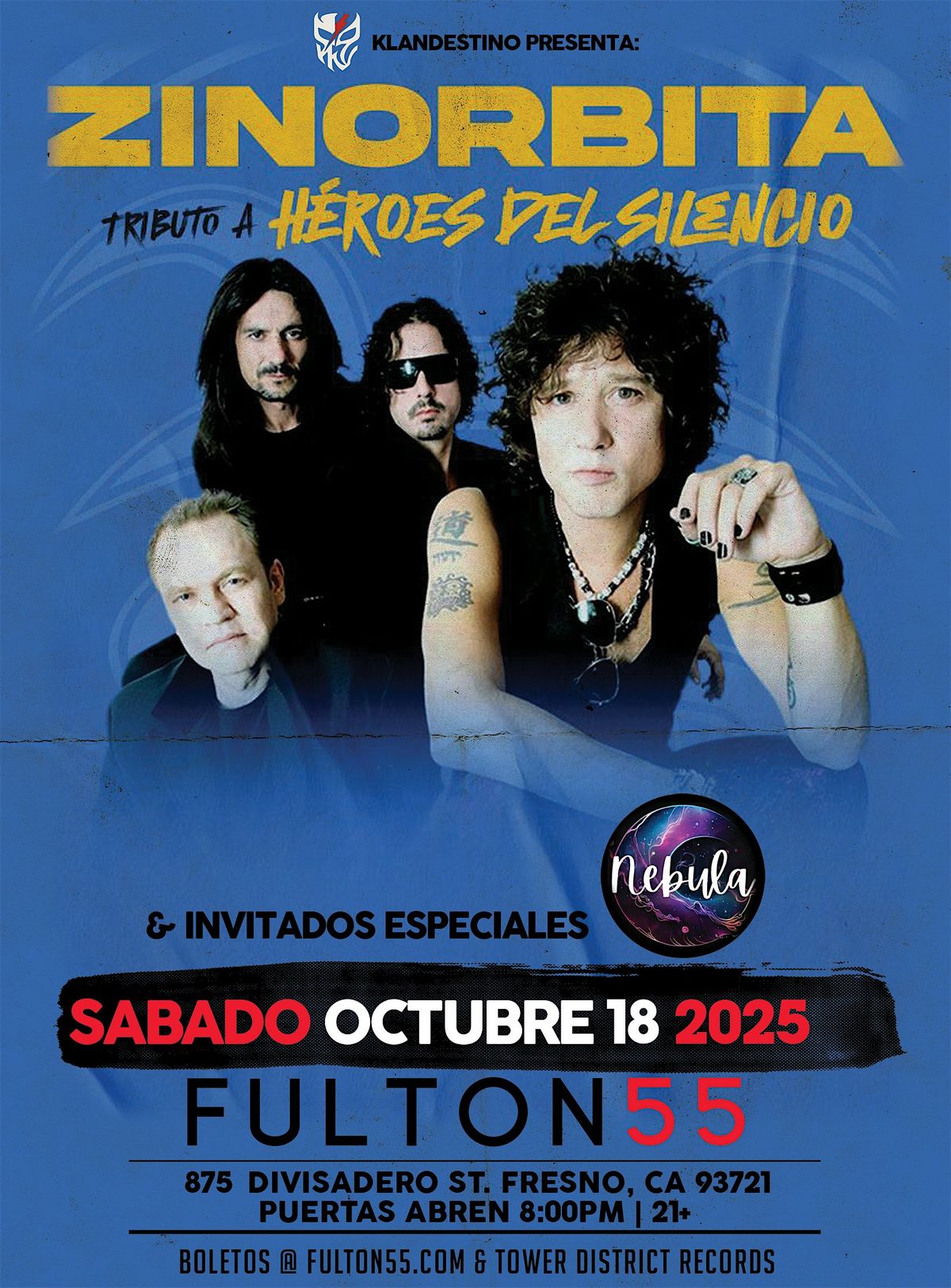 Klandestino presents: Zinorbita - Tributo a Heroes del Silencio \u2022