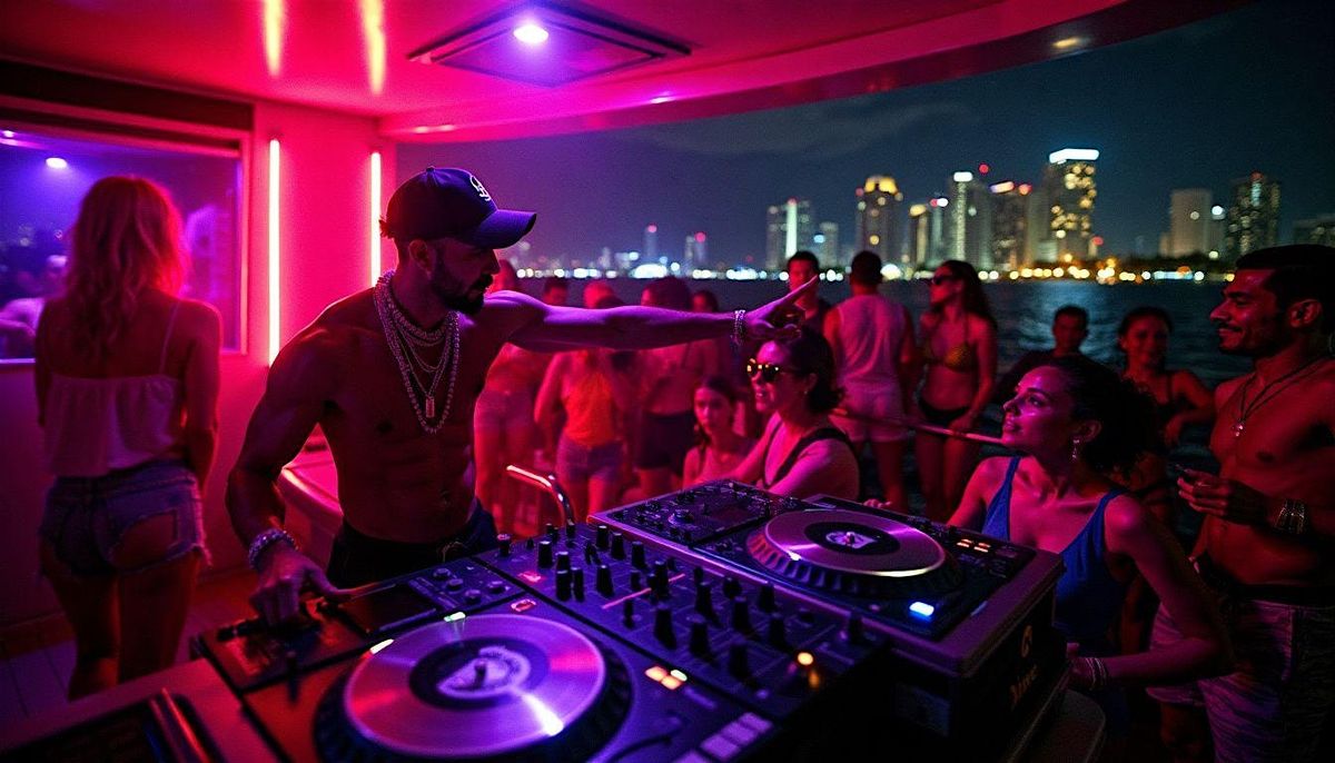 Miami's Top Yacht Party: Neon Nights & Open Bar Cruise
