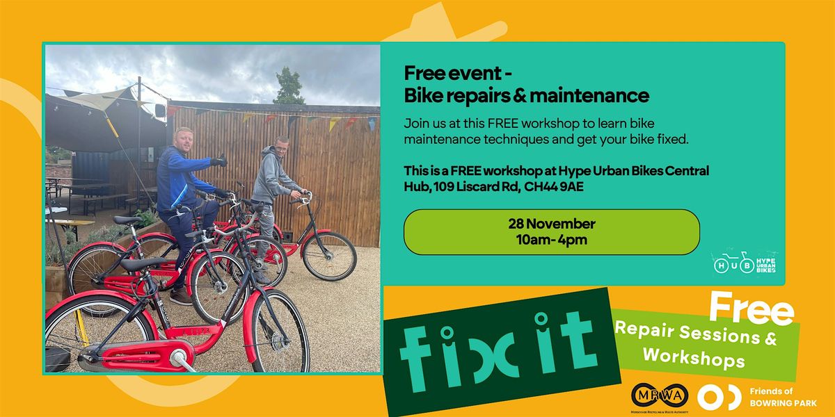 Free bike repair and maintenance workshop