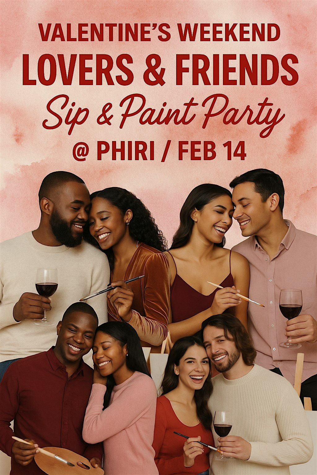 VALENTINES WEEKEND * LOVERS & FRIENDS | Sip & Paint Party @PHIRI \/ FEB 14th