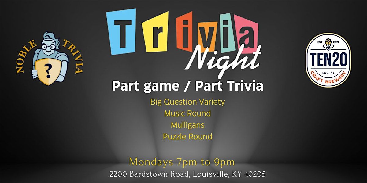 Trivia Night with NobleTrivia at Ten20 Highlands