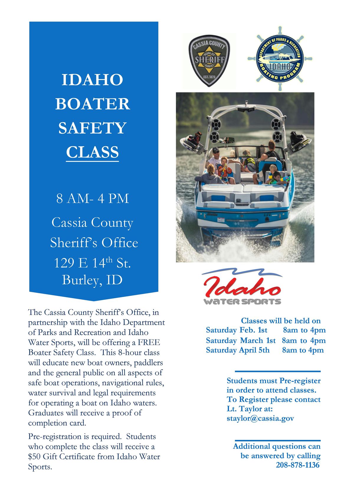 Free Idaho Boater Safety Class