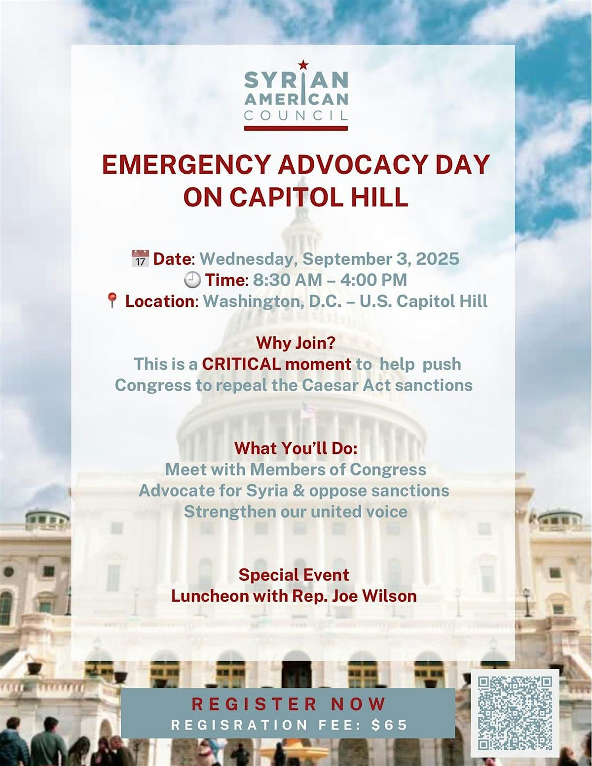 EMERGENCY ADVOCACY DAY ON CAPITOL HILL \u2014 JOIN US SEPTEMBER 3RD!