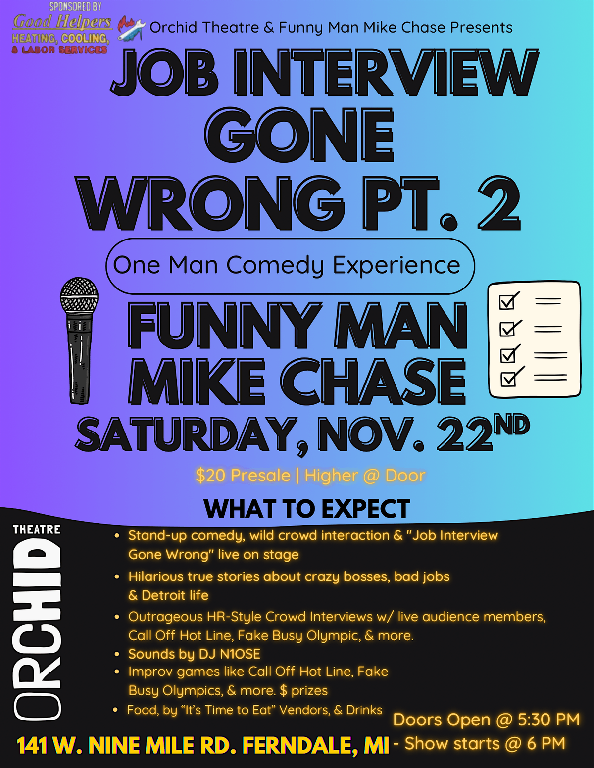 Job Interview Gone Wrong: Comedy, Music & Food w\/ Funny Man Mike Chase