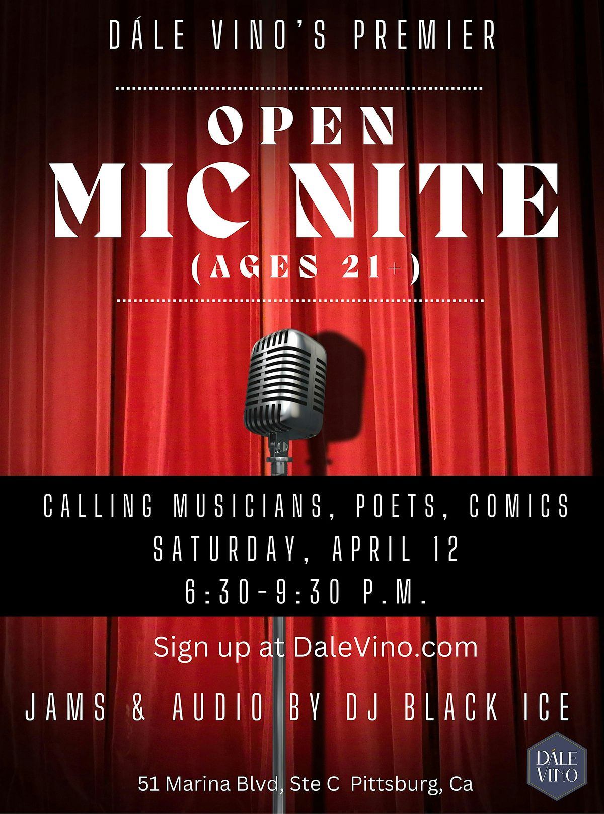 D\u00e1le Vino Open Mic Nite