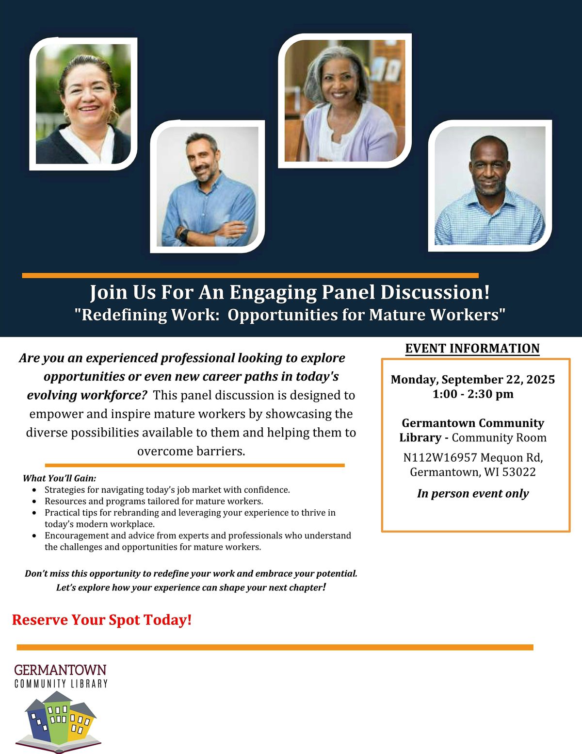 Mature Worker Panel Presentation, Germantown Community Library