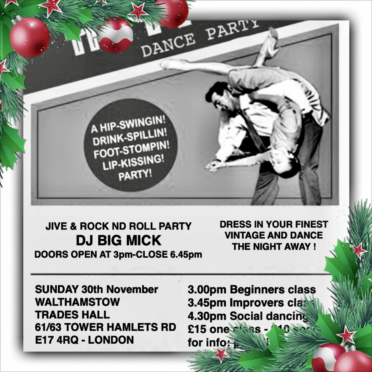 JiveMeToTheMoon - XMAS PARTY  @WALTHAMSTOW TRADES HALL