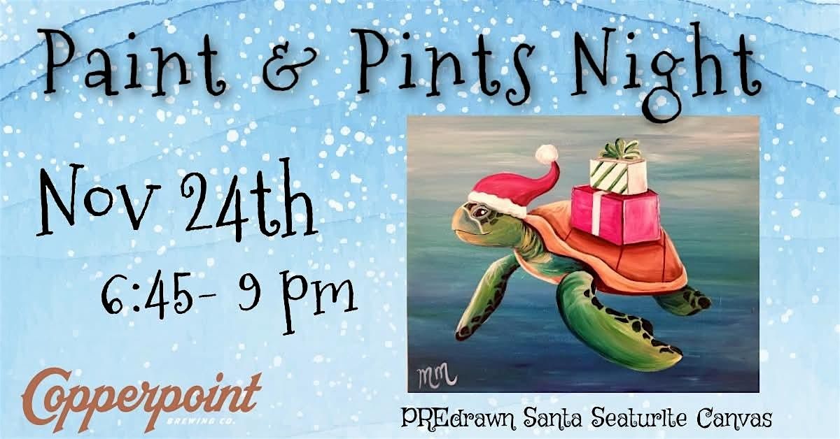Pre-Drawn Santa Seaturtle Paint Night