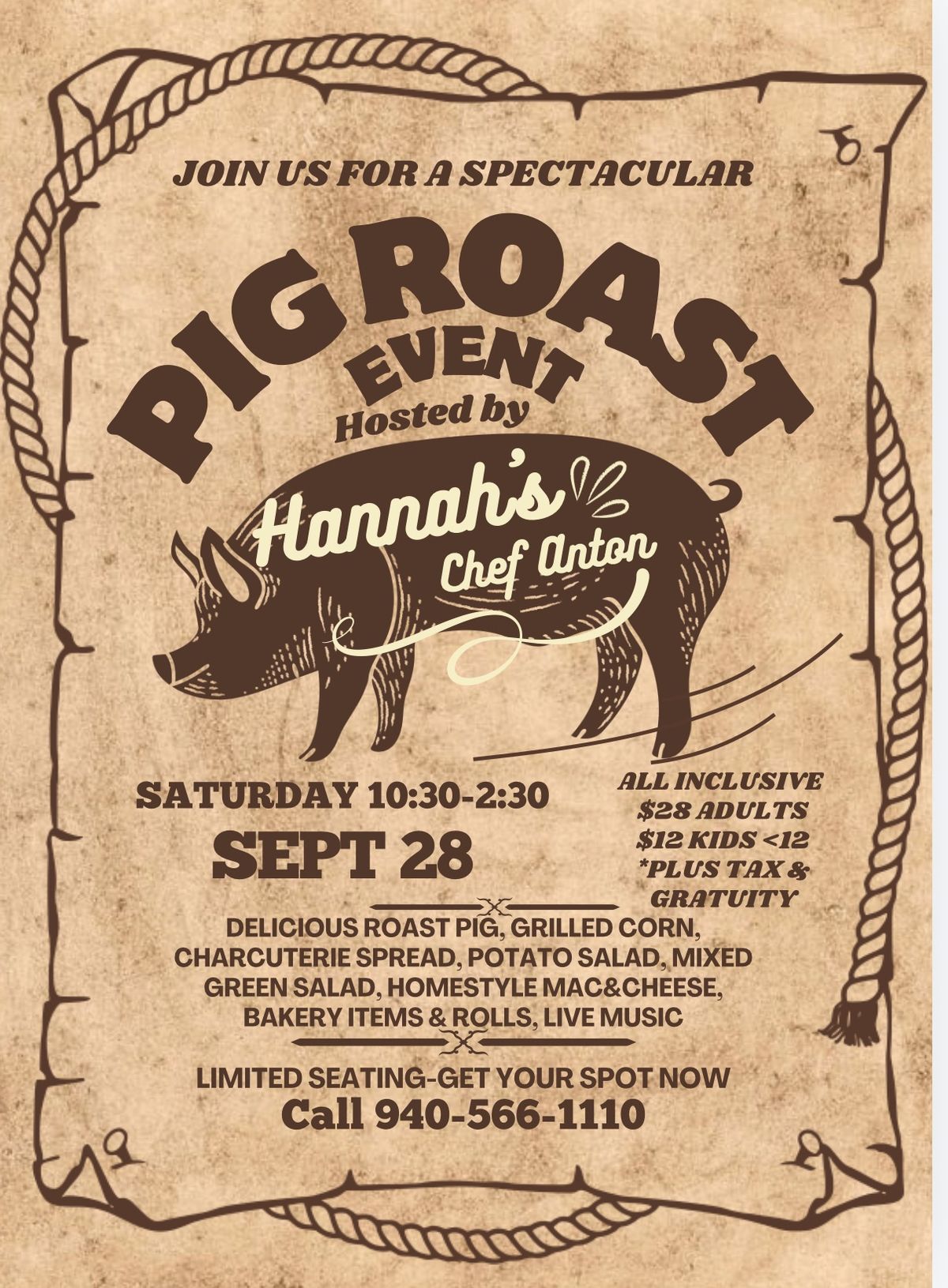 Hannah\u2019s Chef\u2019s Pig Roast 