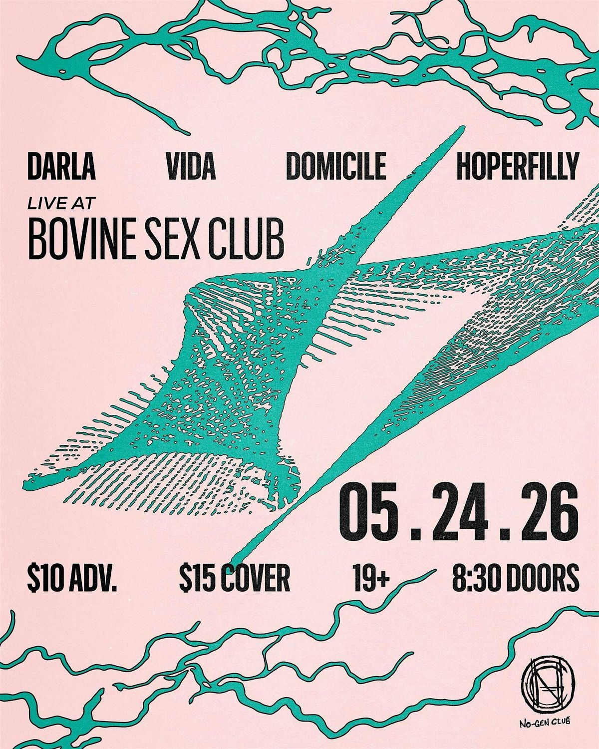 No-Gen Club Presents: Hoperfilly, Domicile, Vida & Darla @ The Bovine