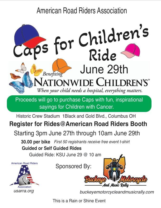 Buckeye Motorcycle Music Rally Charity Ride Caps for Children's