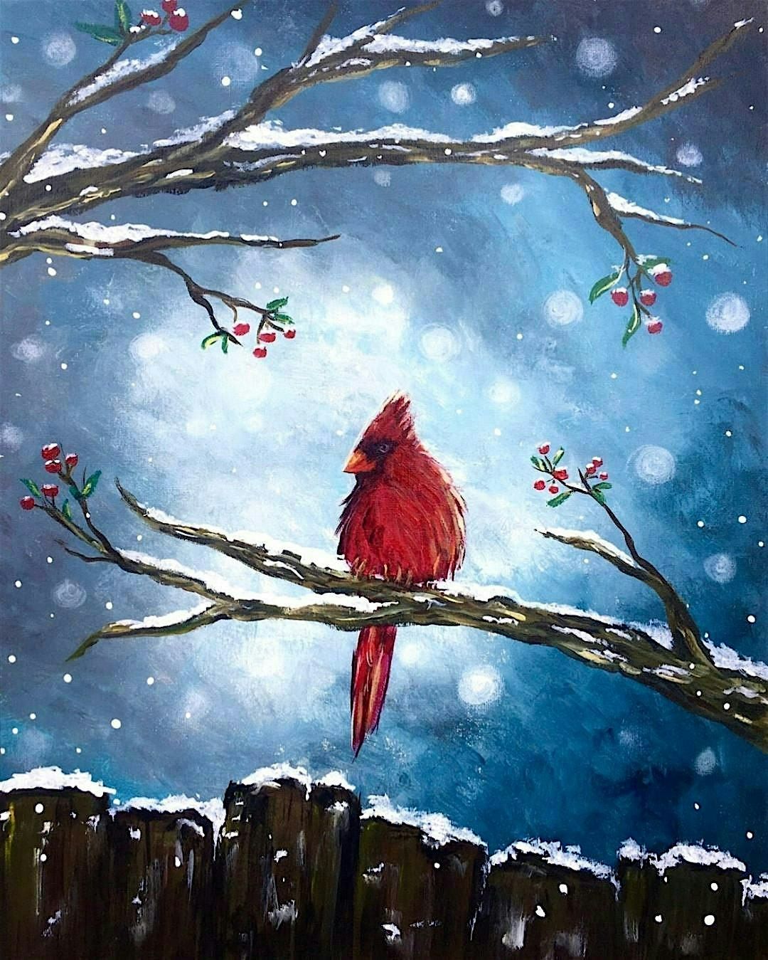 Paint Night: \u201cBeautiful Winter Bird\u201d