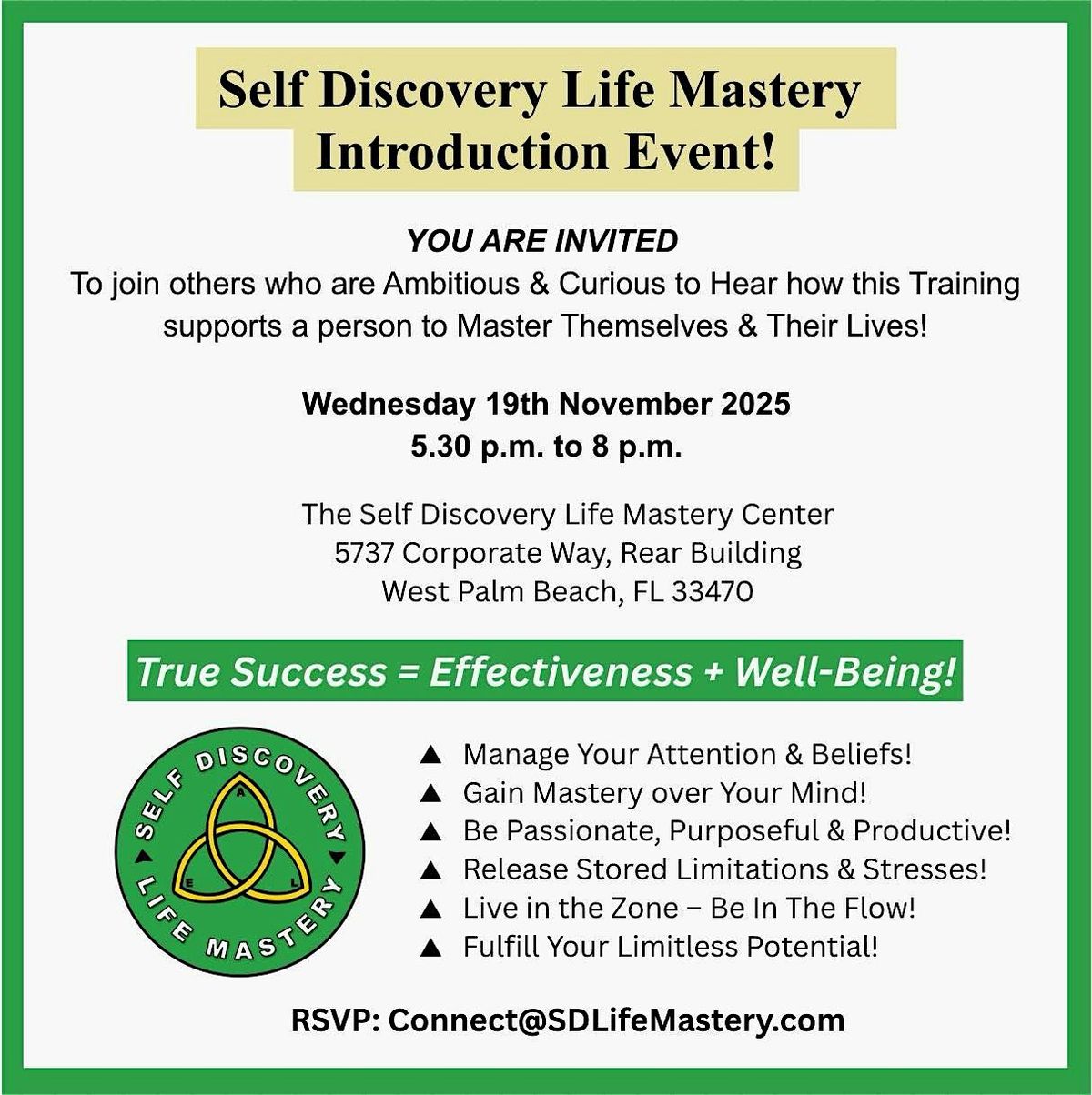 SELF DISCOVERY LIFE MASTERY INTRODUCTORY EVENT