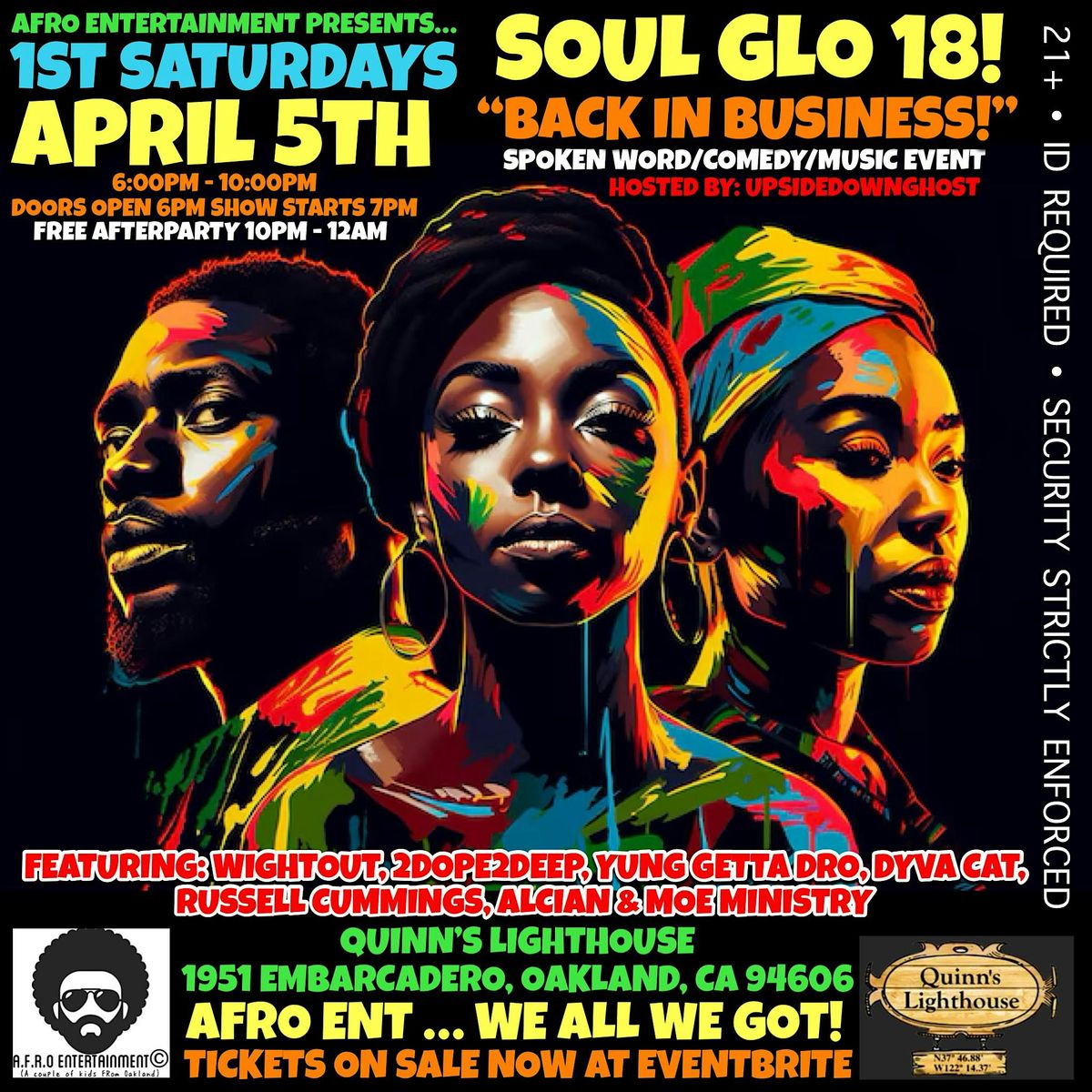 SOUL GLO 18! - BACK IN BUSINESS! - 1ST SATURDAYS AT QUINN'S LIGHTHOUSE!