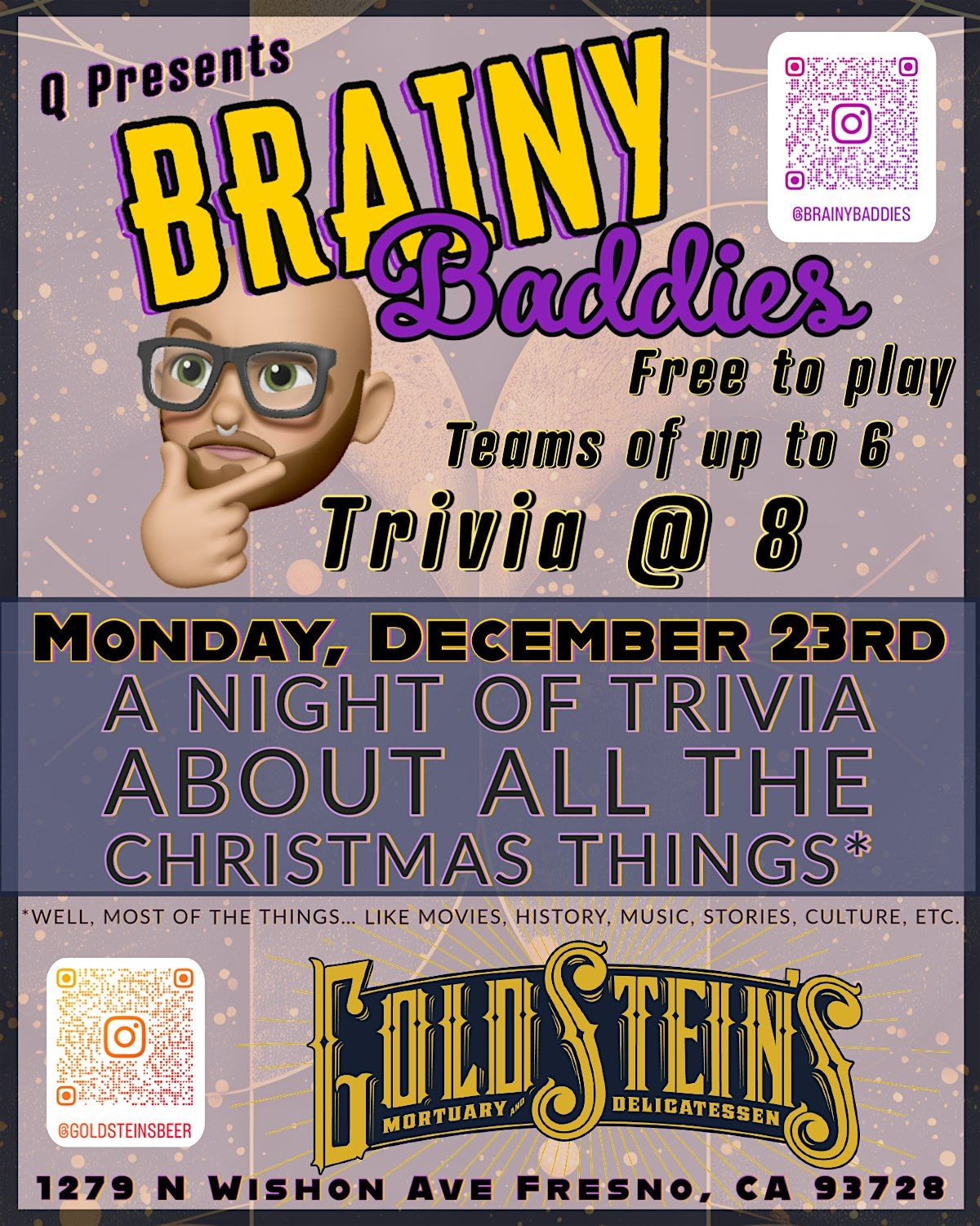 Brainy Baddies \u2014 Trivia at Goldstein\u2019s in Tower