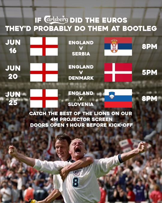 England v Denmark (On a 4M Projector) at Bootleg Social, Blackpool