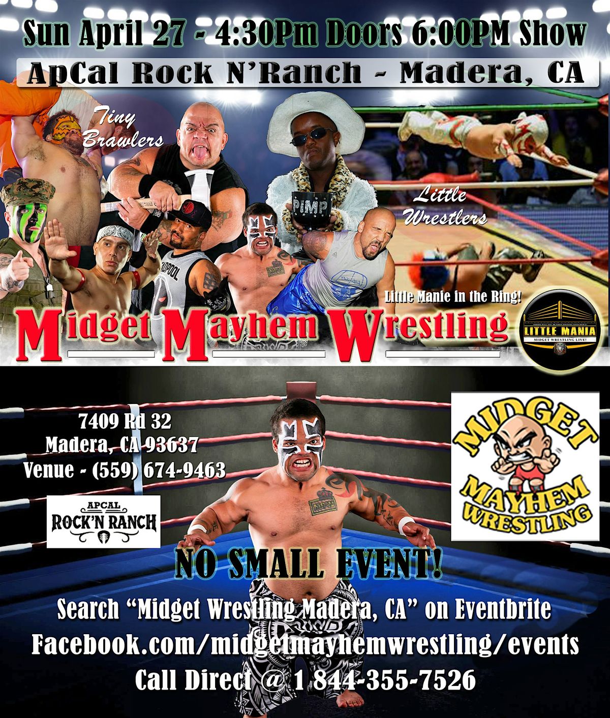 Midget Mayhem Wrestling Rips Through the Ring! Madera CA (All-Ages)