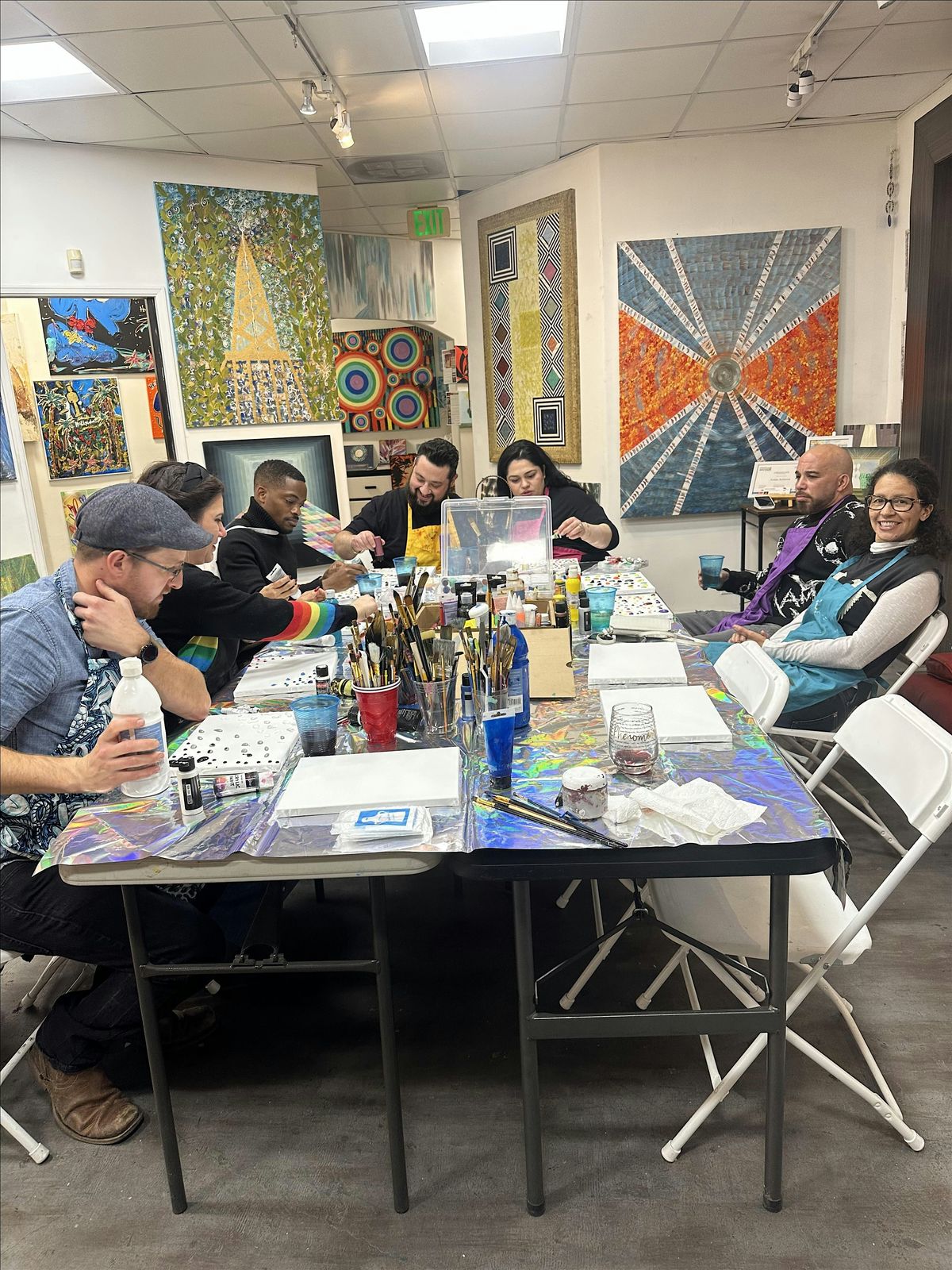 Beginners painting class at AzziArt Gallery LA Every day.