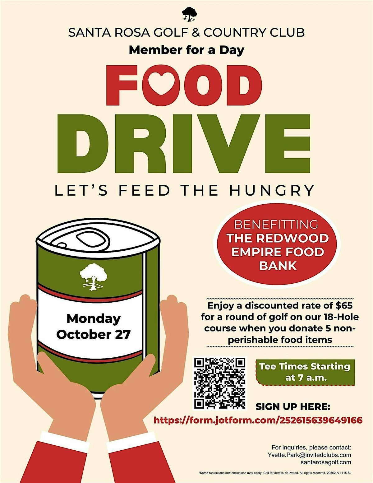 Member for a Day - Golf Food Drive