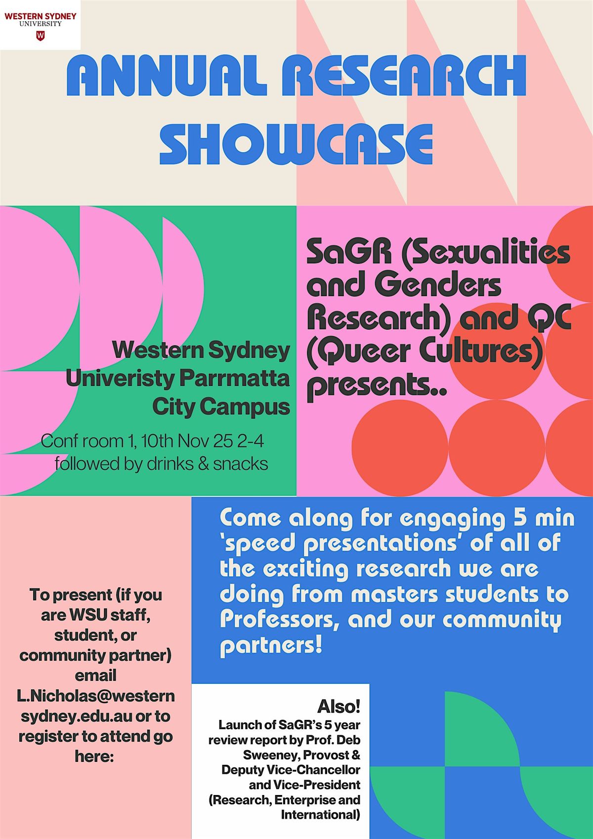 SaGR (Sexualities and Genders Research) and QC  Annual Research Showcase