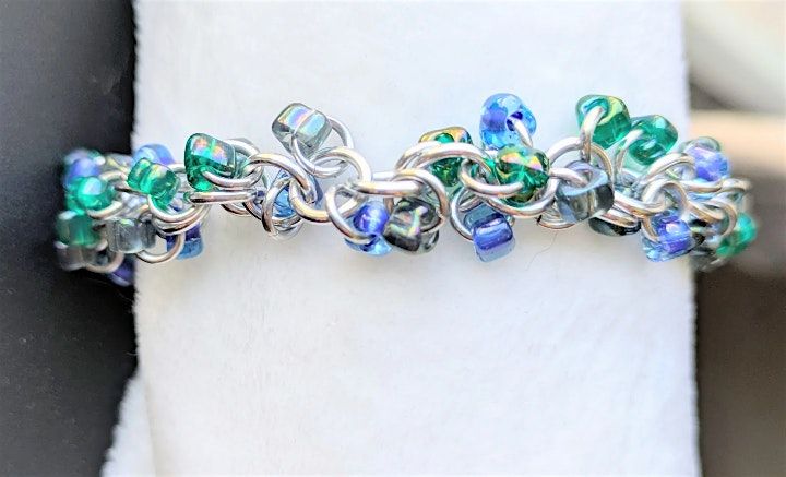 Shaggy Loops: Beaded Chainmaille Bracelet