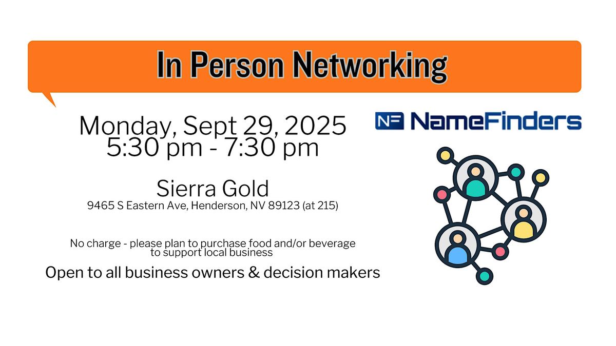NameFinders Las Vegas September 2025 In-Person Business Networking Event