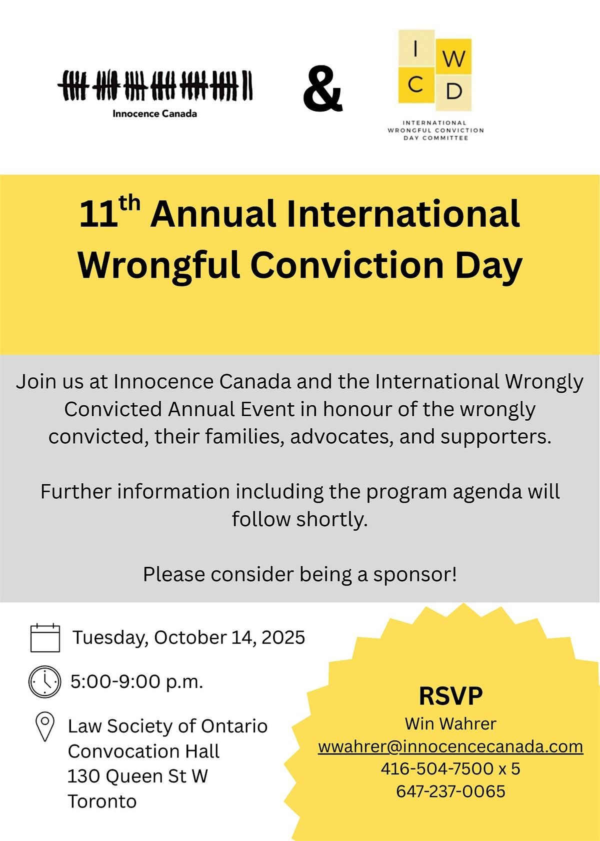 11th Annual International Wrongful Conviction Day