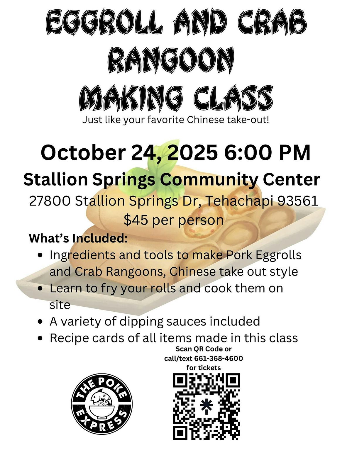 Eggroll and Crab Rangoon Making Class