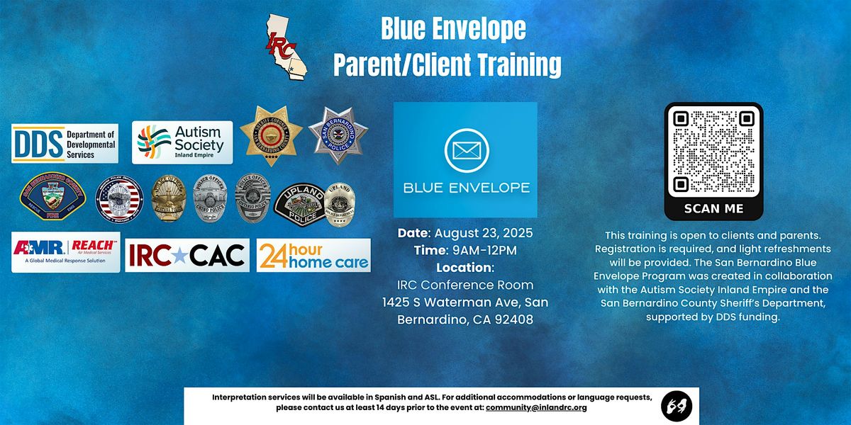 Blue Envelope Parent\/Client Training at IRC August 2025