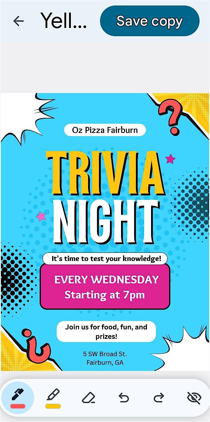 Trivia night @ Oz pizza 7pm to 9pm