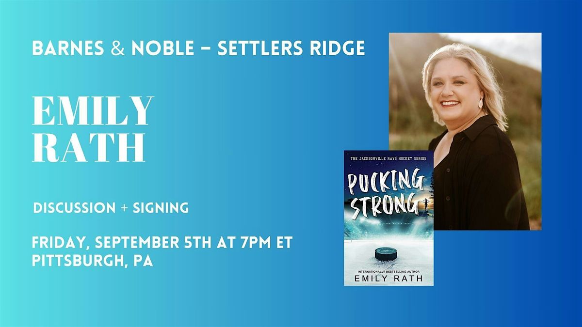 Emily Rath celebrates PUCKING STRONG at B&N-Settlers Ridge, PA