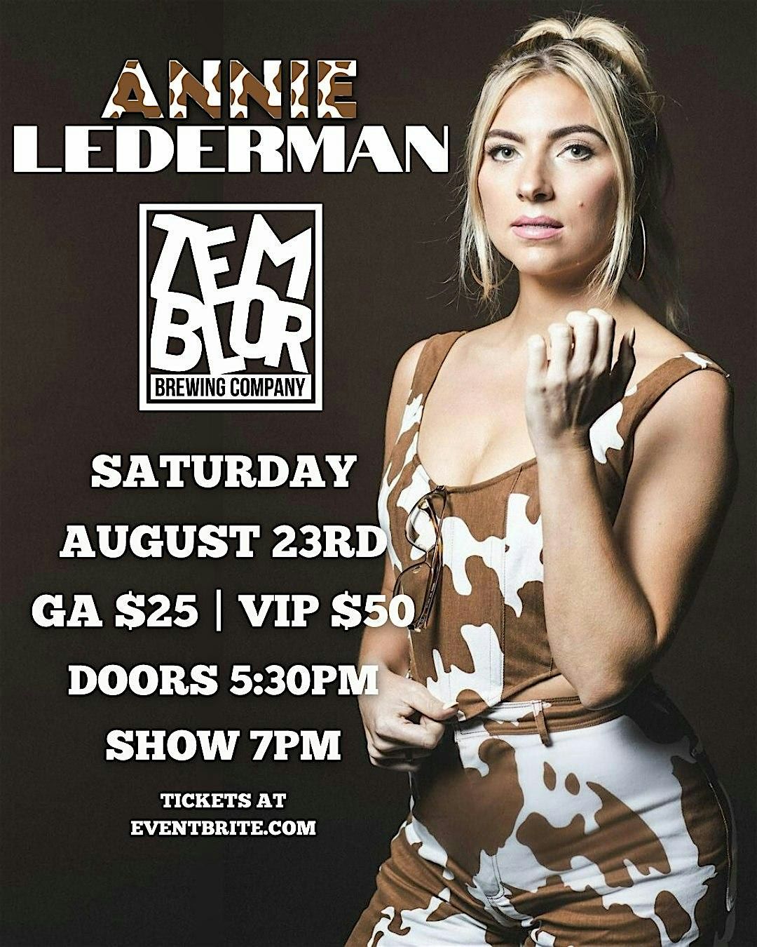 ANNIE LEDERMAN! Presented by Temblor Brewing