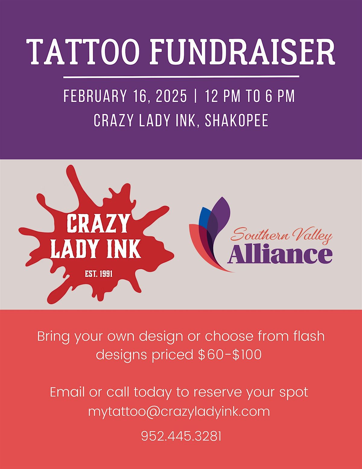 Tattoo Fundraiser with Crazy Lady Ink