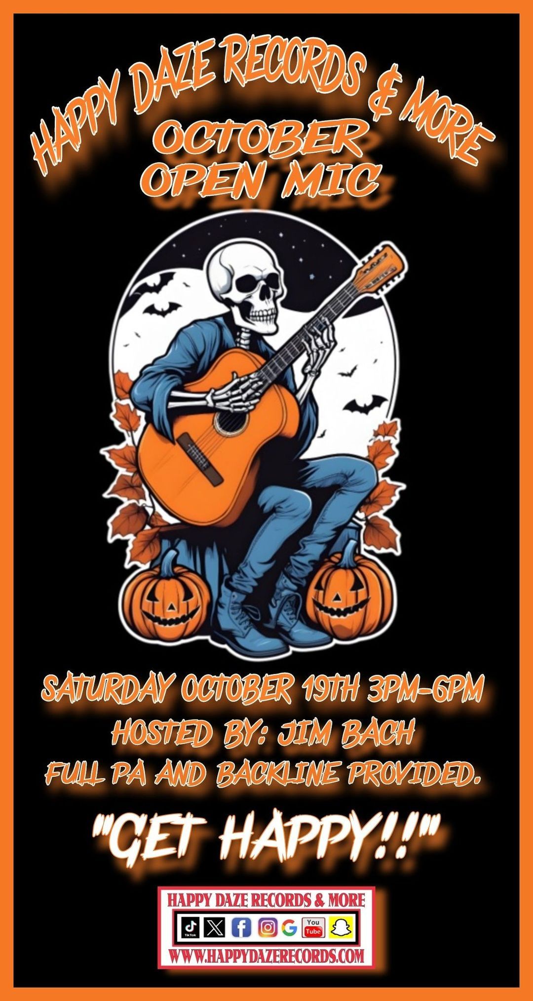 October Open Mic at Happy Daze Records 