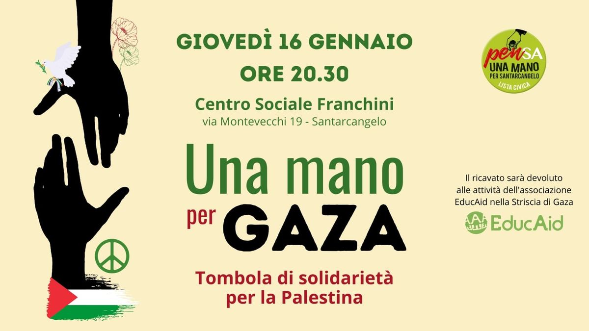 Una Mano per Gaza - Tombola di solidariet\u00e0 per la Palestina