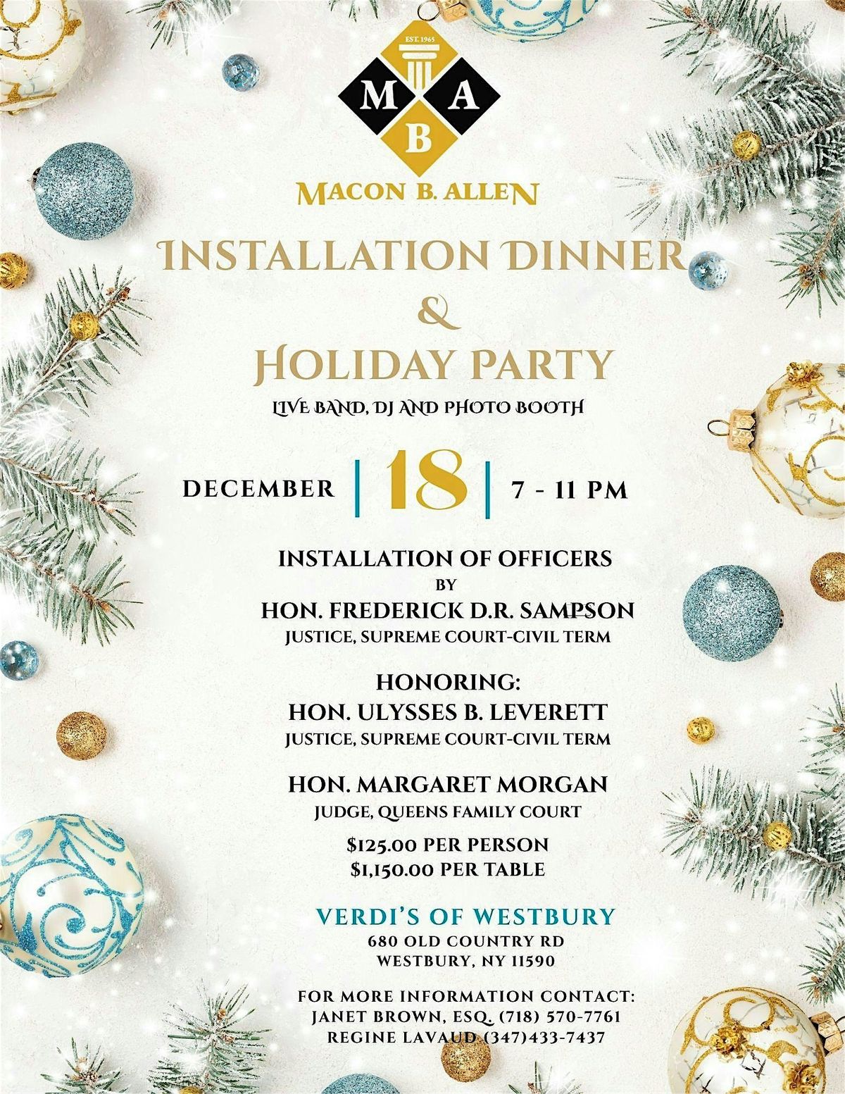 Installation Dinner & Holiday Party