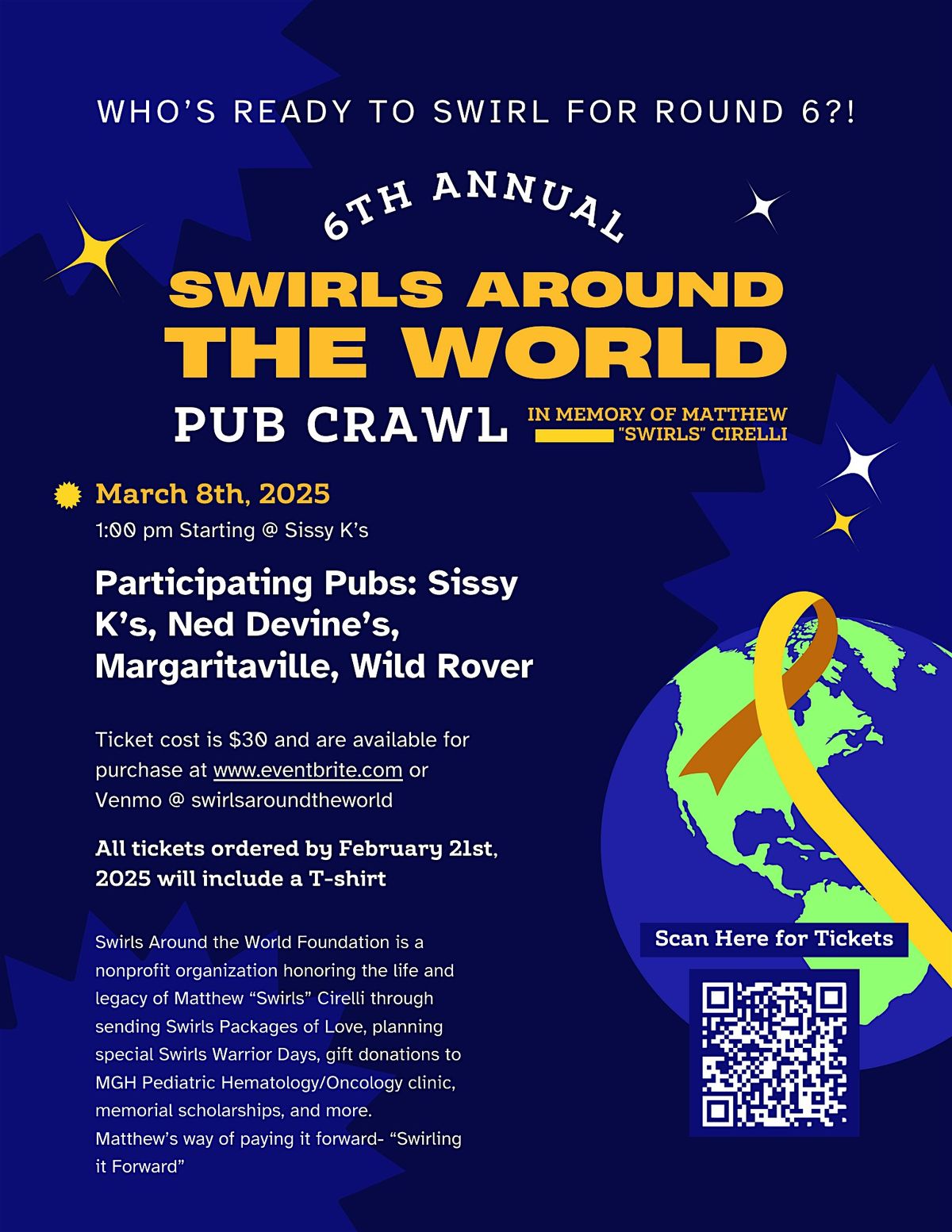 6th Annual Swirls Around the World Foundation Pub Crawl